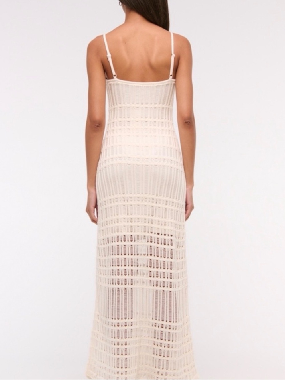 Abercrombie & Fitch White Crochet Maxi Dress with Spaghetti Straps - Picture 8 of 8